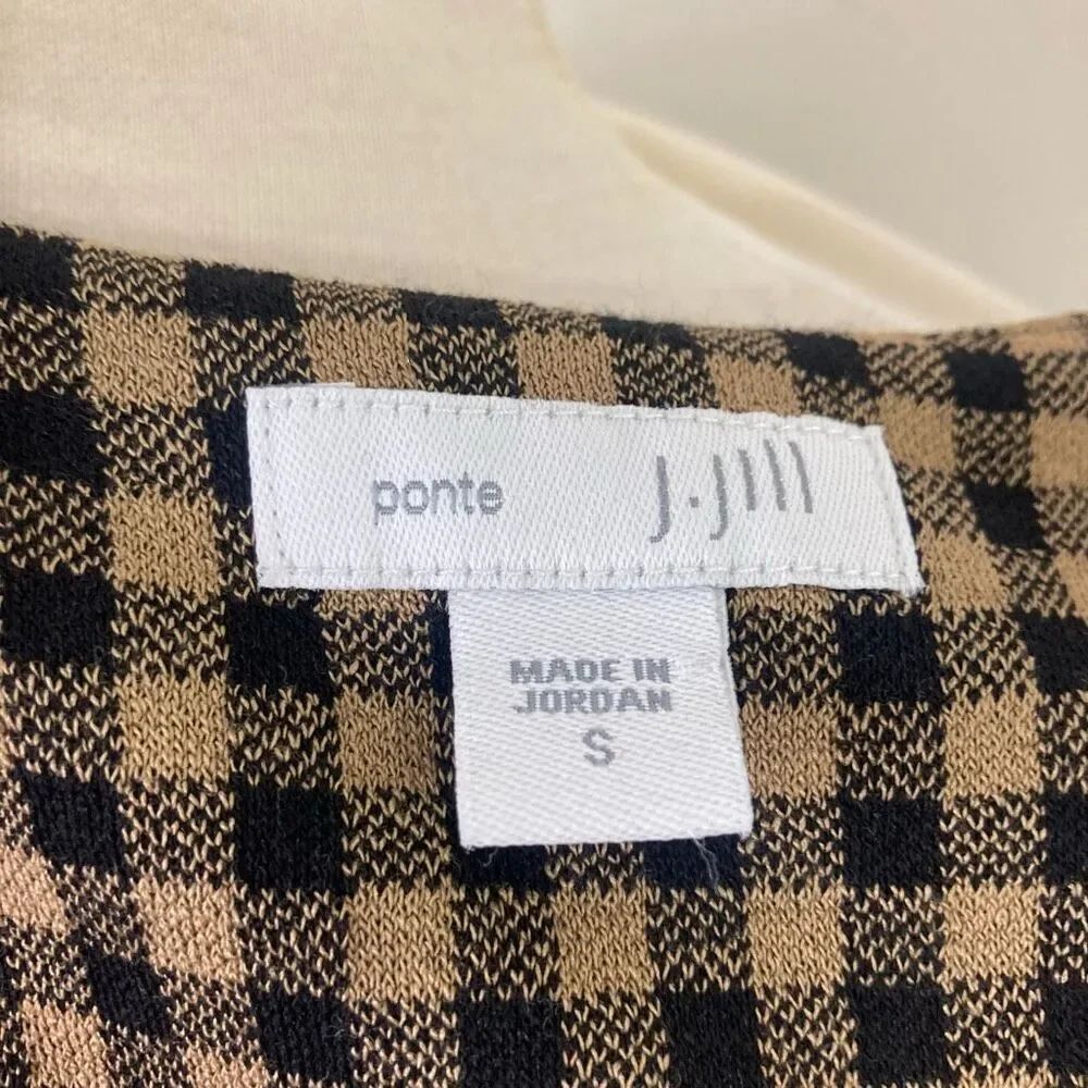J. JILL Dress Sz S Ponte Gingham Camel Tan Black Checkered - Picture 5 of 6
